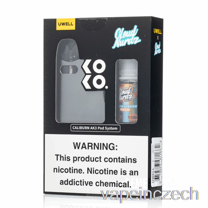 Uwell X Dv Caliburn Ak3 Kit + 50mg Nic Salt [grey] Cloud Nurdz - Blue Malina Peach Vape Pen